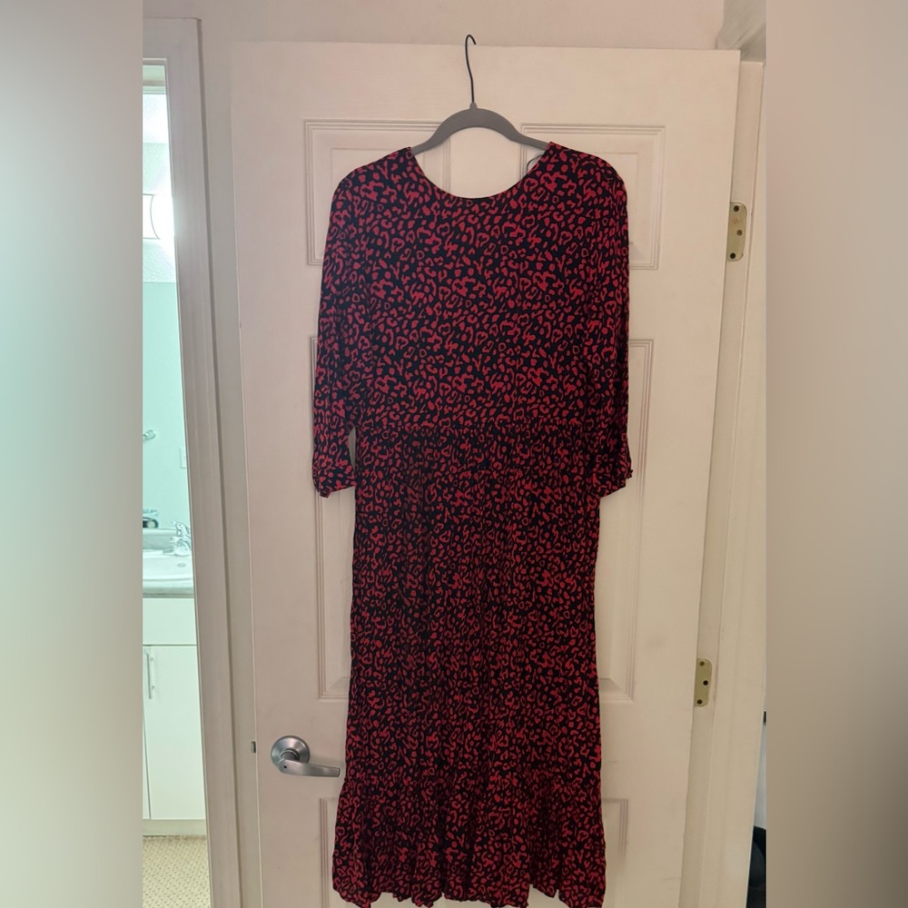 Zara Animal Print Long Sleeve Dress